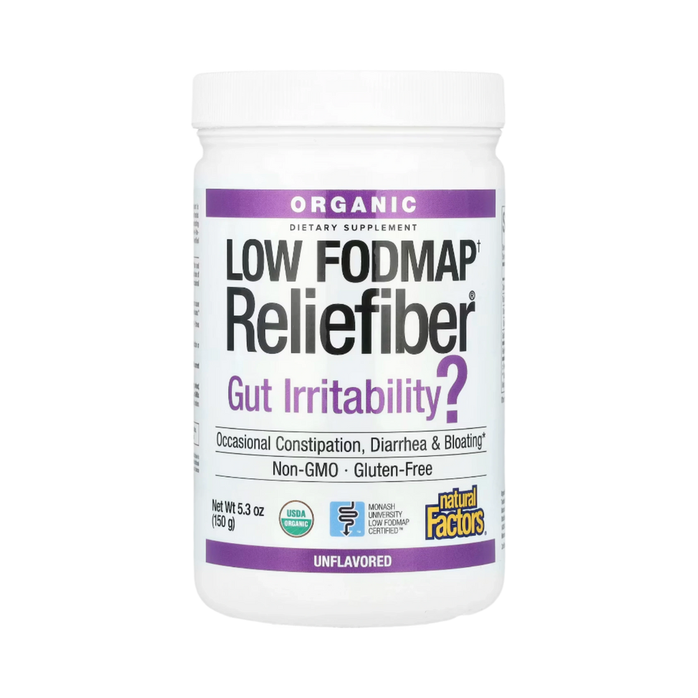 Natural Factors, Organic Low Fodmap† Reliefiber, Unflavored, 5.3 Oz