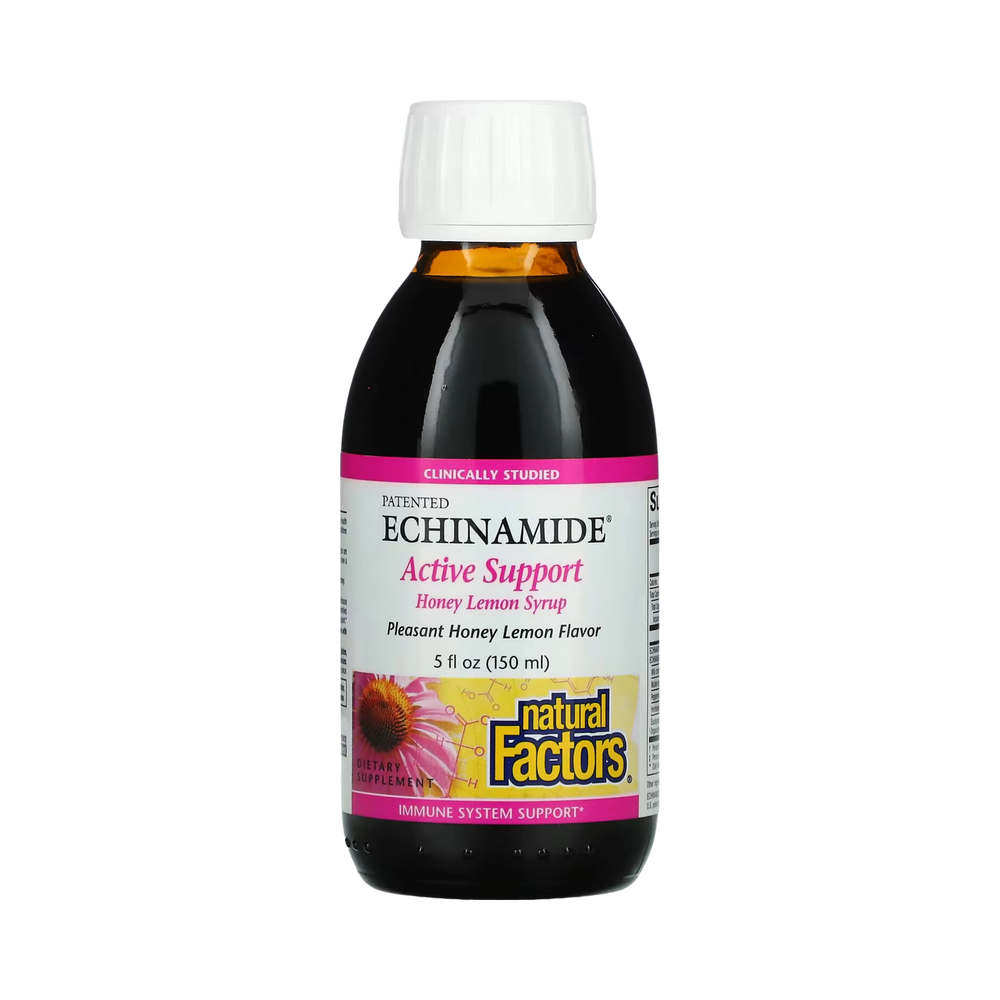 Natural Factors, Patented Echinamide Active Support, Honey Lemon Syrup, 5 Fl Oz