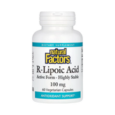 Natural Factors, R-Lipoic Acid, 100 Mg, 60 Vegetarian Capsules