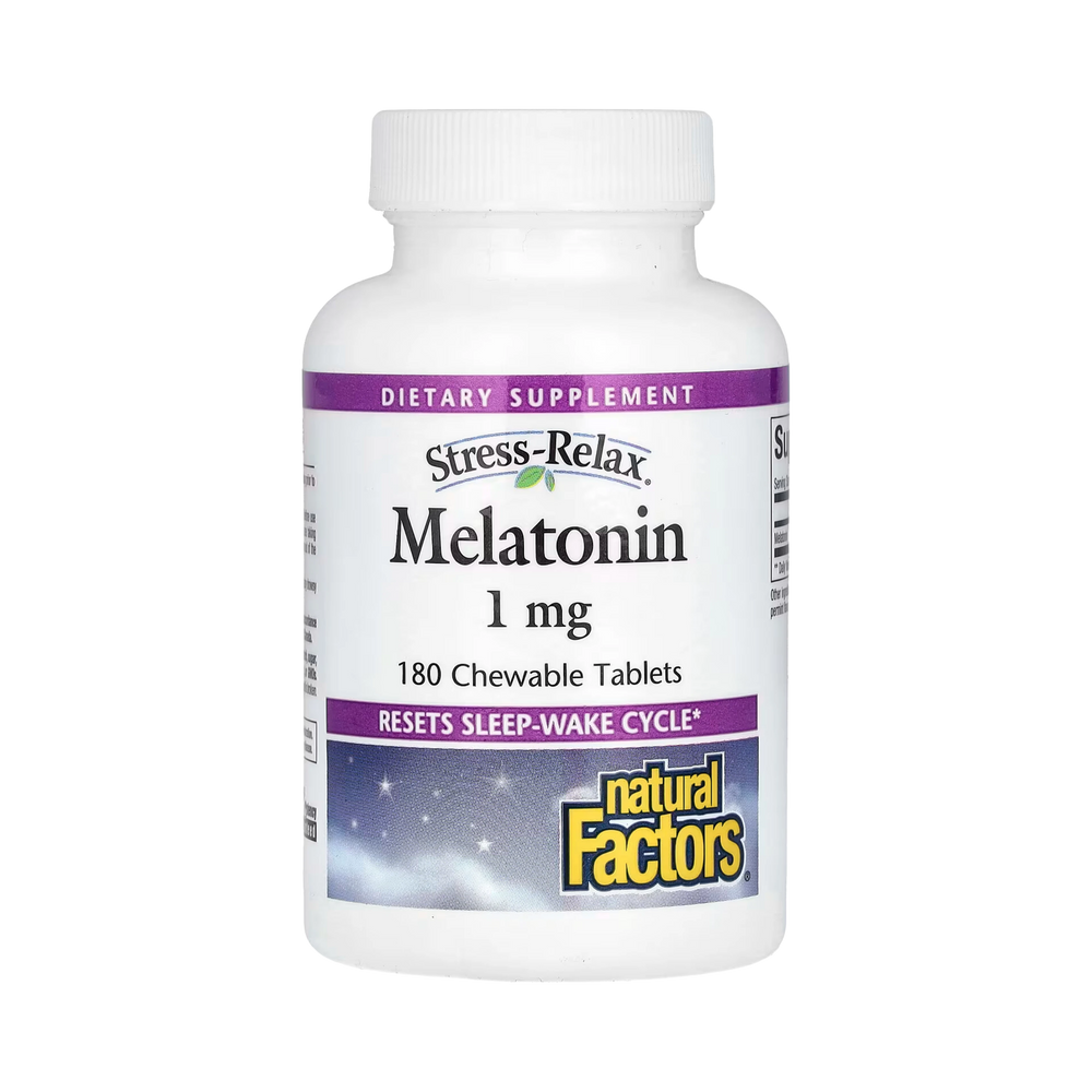 Natural Factors, Stress-Relax, Melatonin, 1 Mg, 180 Chewable Tablets