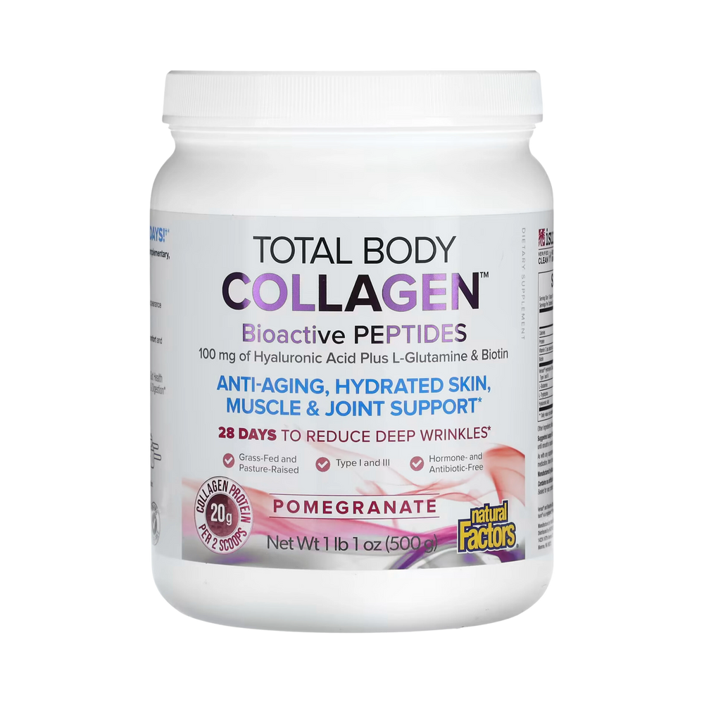 Natural Factors, Total Body Collagen, Bioactive Peptides, Pomegranate, 100 mg, 1 lb 1 oz (500 g)