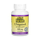Natural Factors, Ubiquinol, Active CoQ10, 100 Mg, 60 Softgels