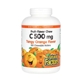 Natural Factors, Vitamin C, Fruit-Flavor Chew, Tangy Orange, 500 Mg, 180 Chewable Wafers