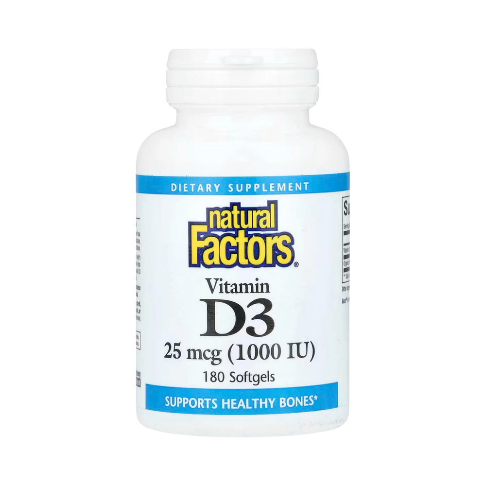 Natural Factors, Vitamin D3, 25 mcg (1,000 IU), 180 Softgels