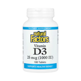 Natural Factors, Vitamin D3, 25 mcg (1,000 IU), 180 Tablets