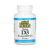 Natural Factors, Vitamin D3, 50 mcg (2,000 IU), 90 Tablets