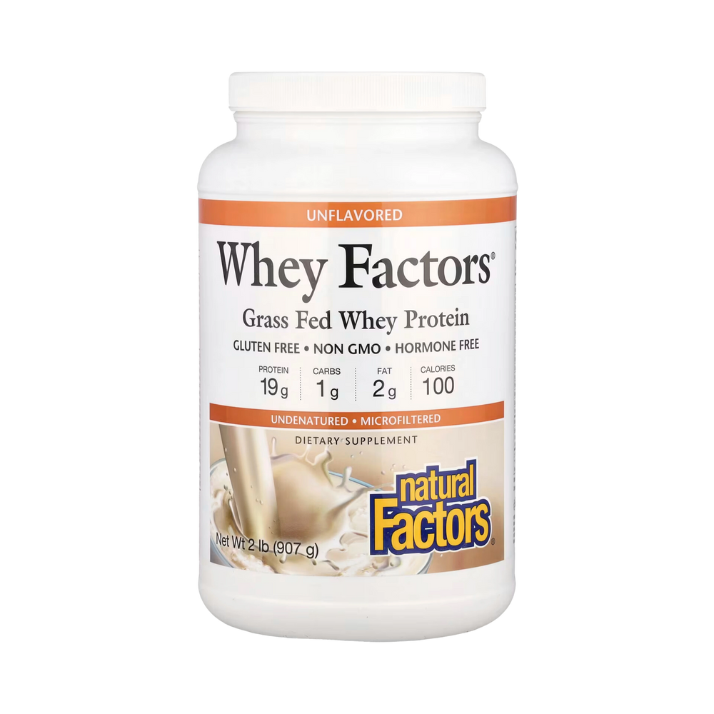 Natural Factors, Whey Factors, Grass Fed Whey Protein, Unflavored, 2 Lb