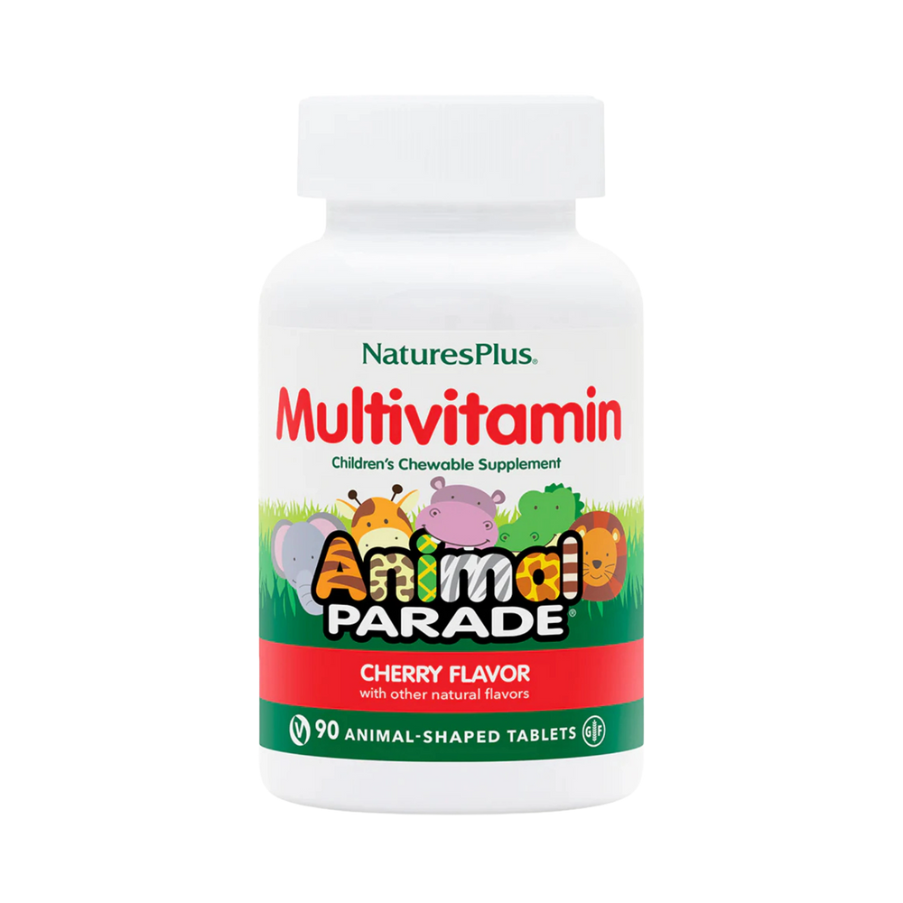 NaturesPlus, Animal Parade, Children's Chewable Multivitamin Supplement, Cherry, 90 Animal-Shaped Tablets