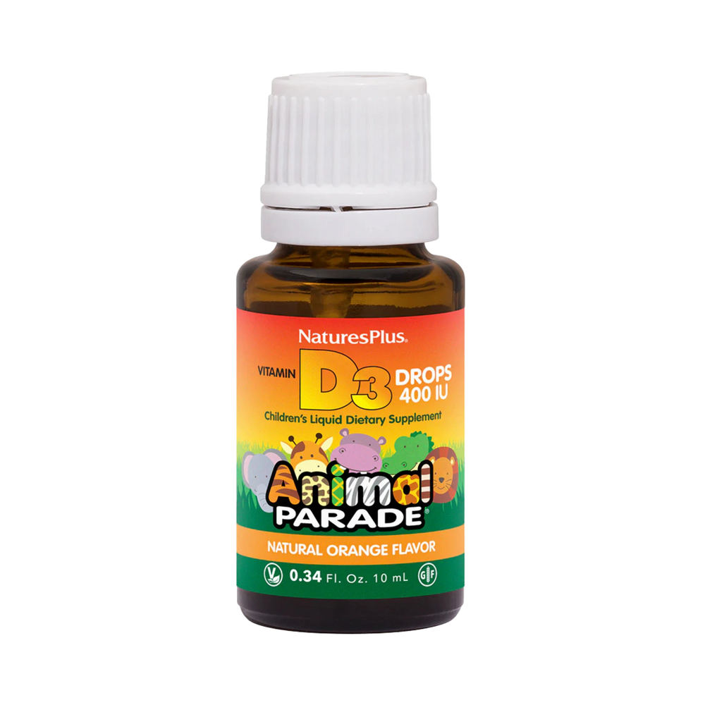 NaturesPlus, Animal Parade, Vitamin D3 Drops, Natural Orange, 10 Mcg, 0.34 Fl Oz