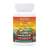 NaturesPlus, Animal Parade, Vitamin D3, Sugar Free, Black Cherry, 12.5 Mcg, 90 Animal-Shaped Tablets