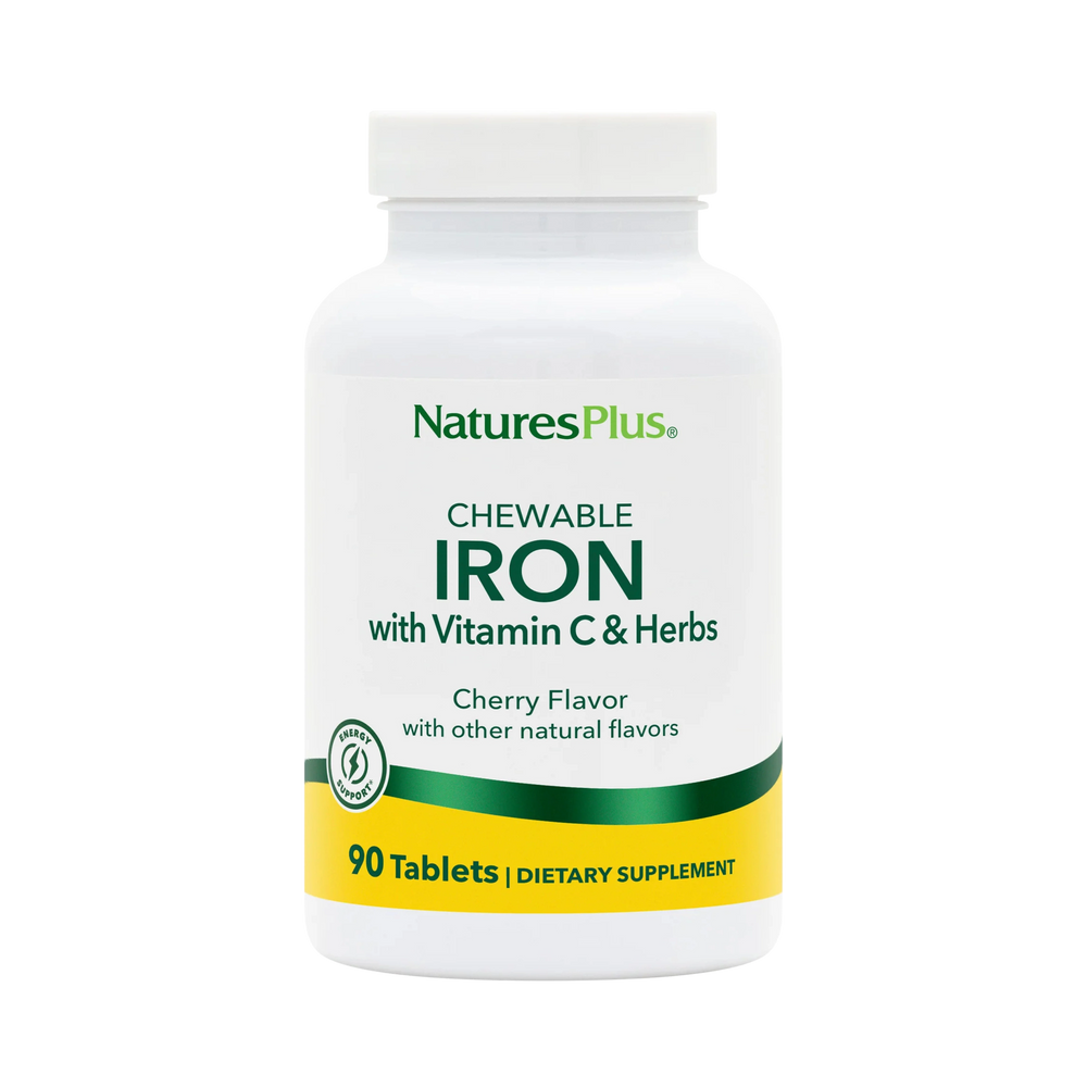 NaturesPlus, Chewable Iron with Vitamin C and Herbs, Cherry, 90 Tablets