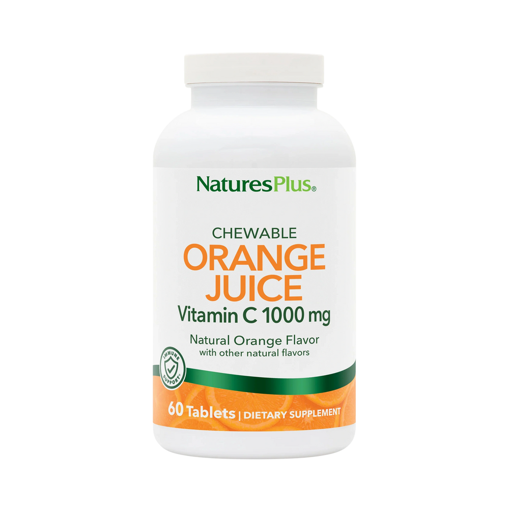NaturesPlus, Chewable Orange Juice, Vitamin C, Natural Orange, 1,000 Mg, 60 Tablets