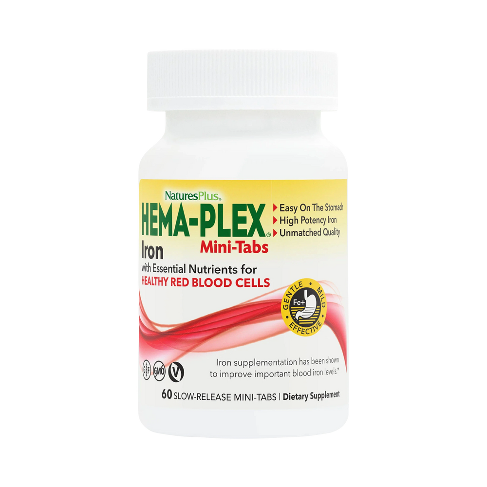 NaturesPlus, Hema-Plex, Iron with Essential Nutrients, 60 Slow Release Mini Tablets