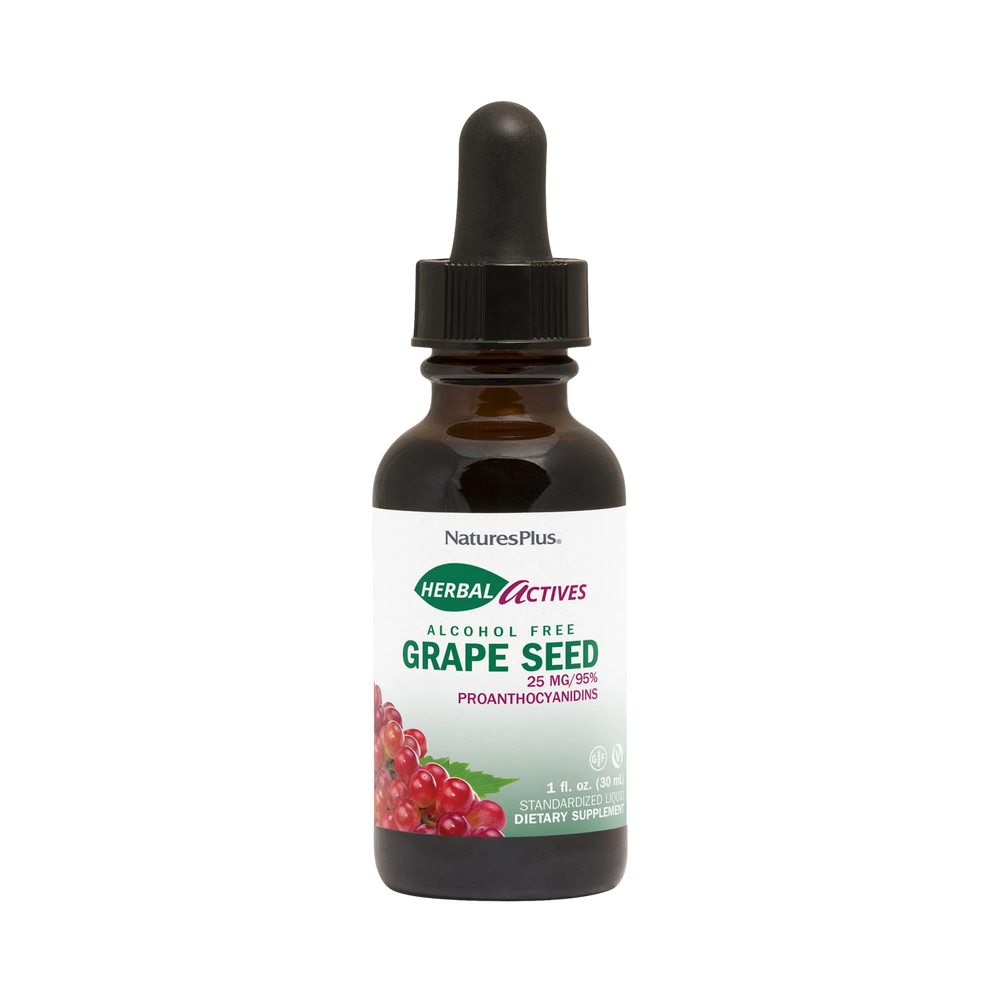 NaturesPlus, Herbal Actives, Grape Seed, Alcohol Free, 25 Mg, 1 Fl Oz
