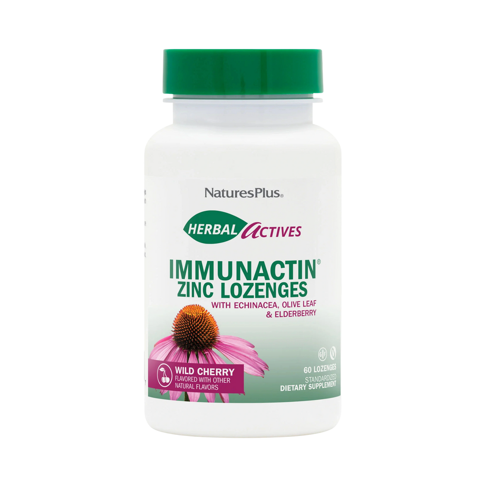 NaturesPlus, Herbal Actives, ImmunActin, Zinc Lozenges, Wild Cherry, 60 Lozenges