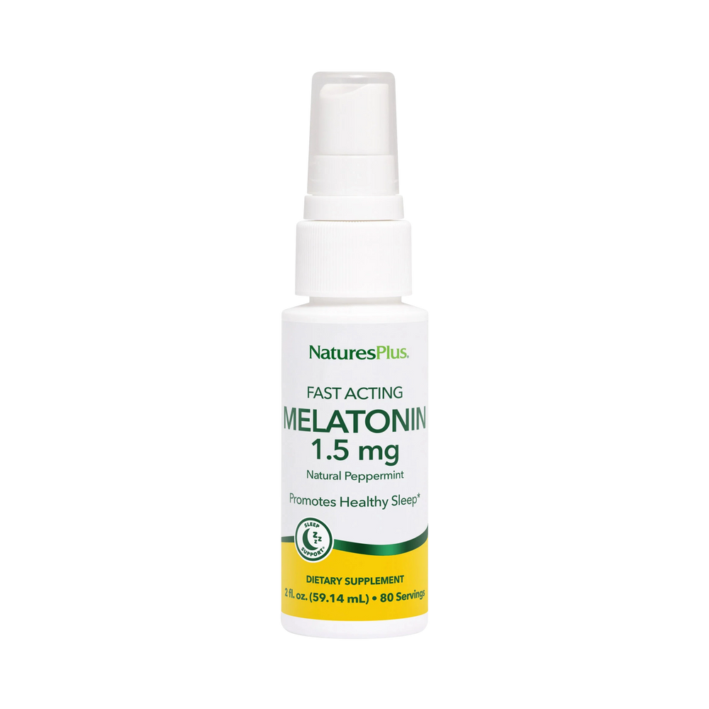 NaturesPlus, Melatonin, Fast Acting, Natural Peppermint, 1.5 Mg, 2 Fl Oz