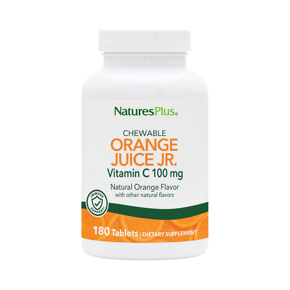 NaturesPlus, Orange Juice Jr Chewable Vitamin C, Natural Orange, 100 Mg, 180 Tablets