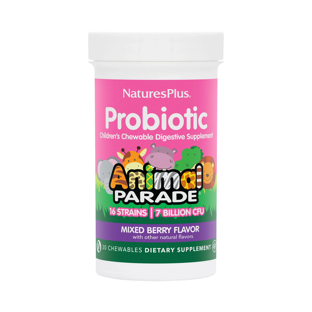 NaturesPlus, Probiotic, Children's Chewable Digestive Supplement, Mixed Berry, 7 Billion CFU, 30 Chewables