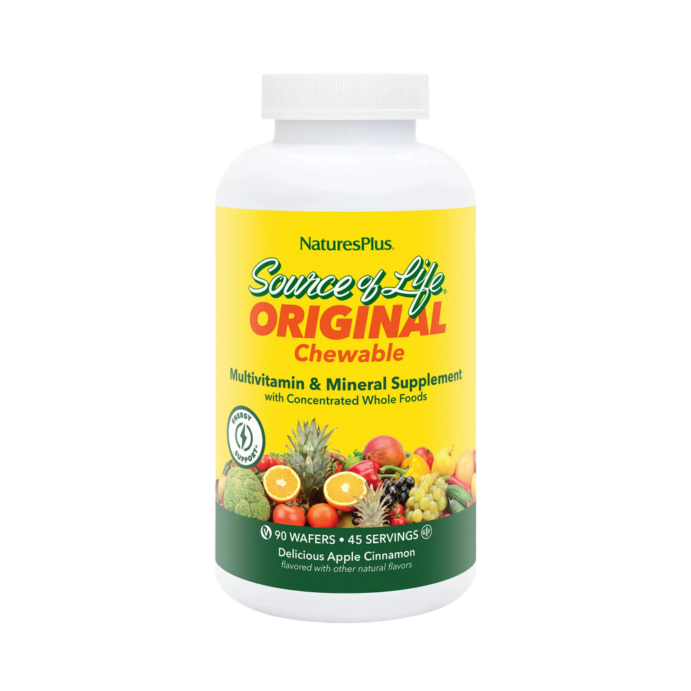 NaturesPlus, Source of Life, Adult's Chewable Multi-Vitamin & Mineral Supplement, Delicious Apple Cinnamon, 90 Wafers