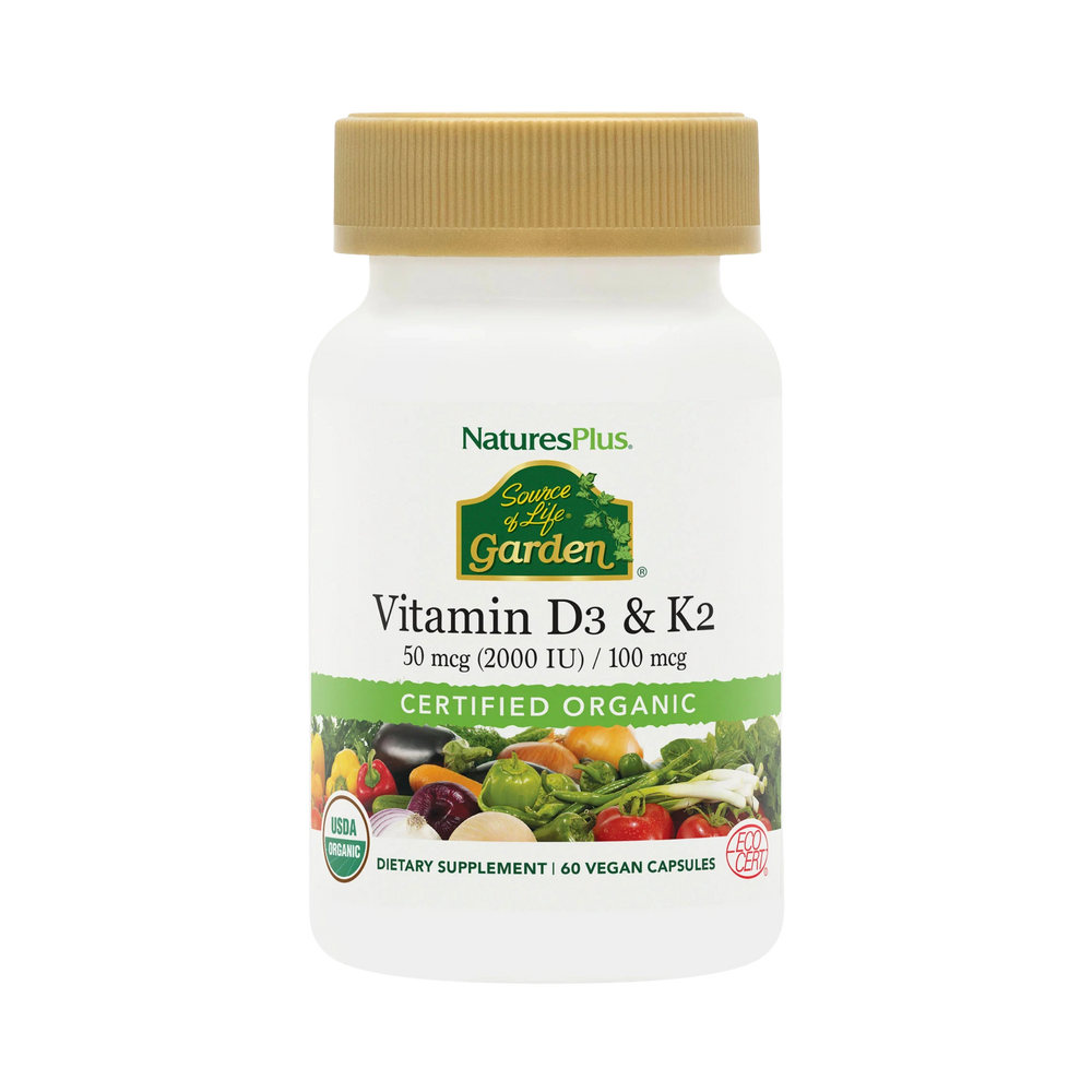 NaturesPlus, Source of Life Garden, Vit D3 & K2, 60 Vegan Capsules