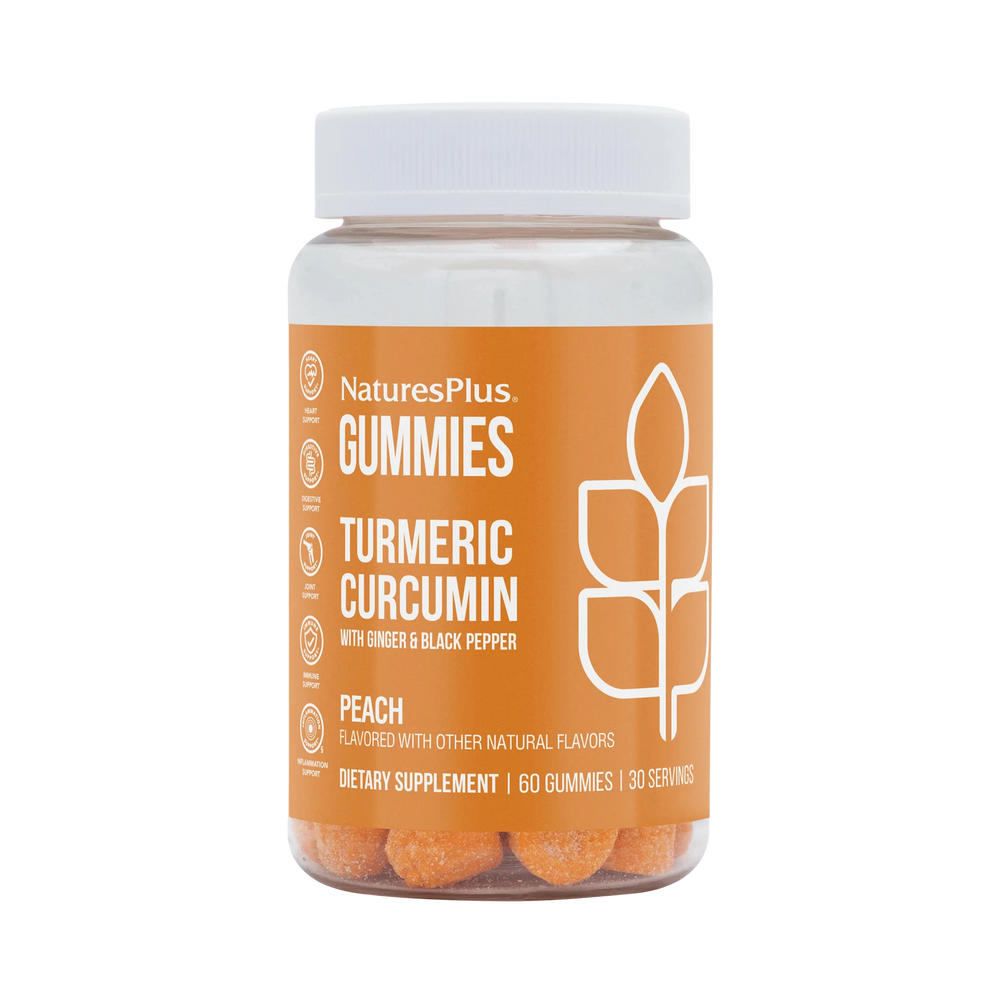 NaturesPlus, Turmeric Curcumin With Ginger & Black Pepper, Peach, 60 Gummies