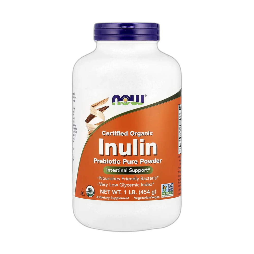 NOW Foods, Certified Organic Inulin, Prebiotic Pure Powder, 1 lb, 454 g