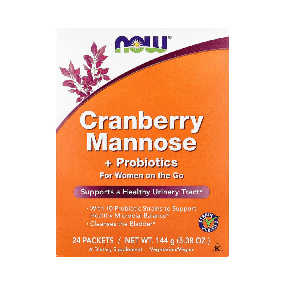 NOW Foods, Cranberry Mannose + Probiotics, For Women On The Go, 24 Packets, 0.21 oz (6 g) Each