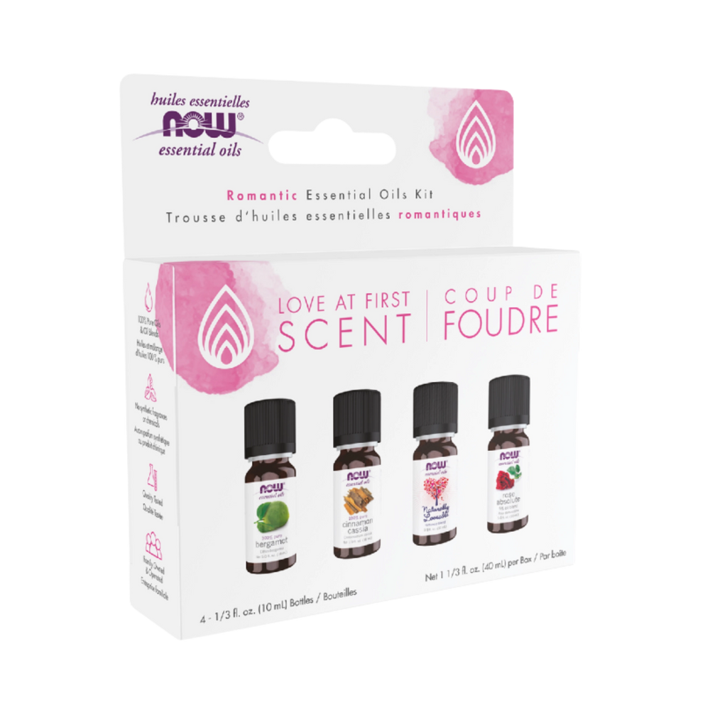 NOW Foods, Essential Oils Kit, Love At First Scent, 4 Bottles, 1/3 fl oz, 10 ml Each