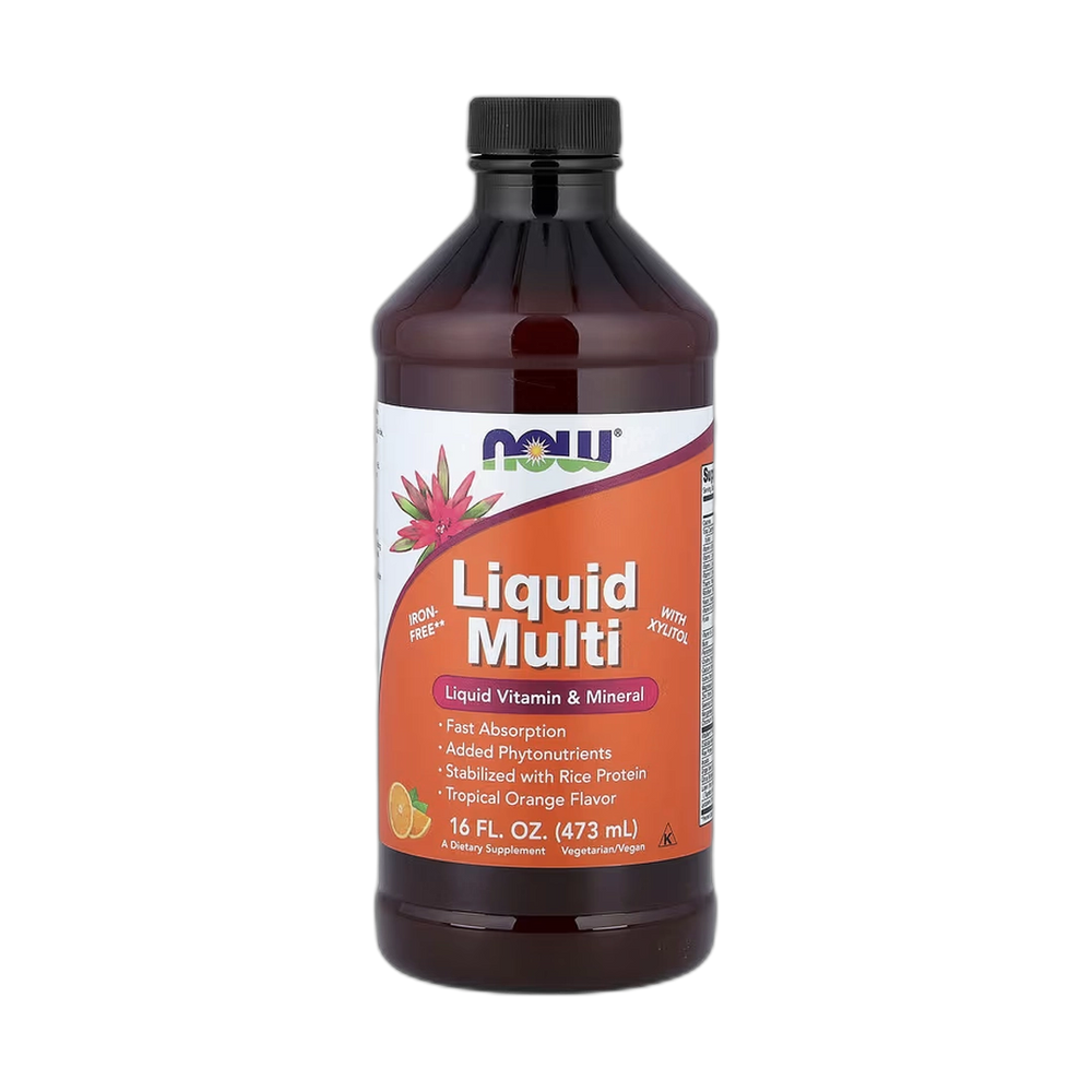 NOW Foods, Liquid Multi with Xylitol, Iron-Free, Tropical Orange, 16 fl oz, 473 ml
