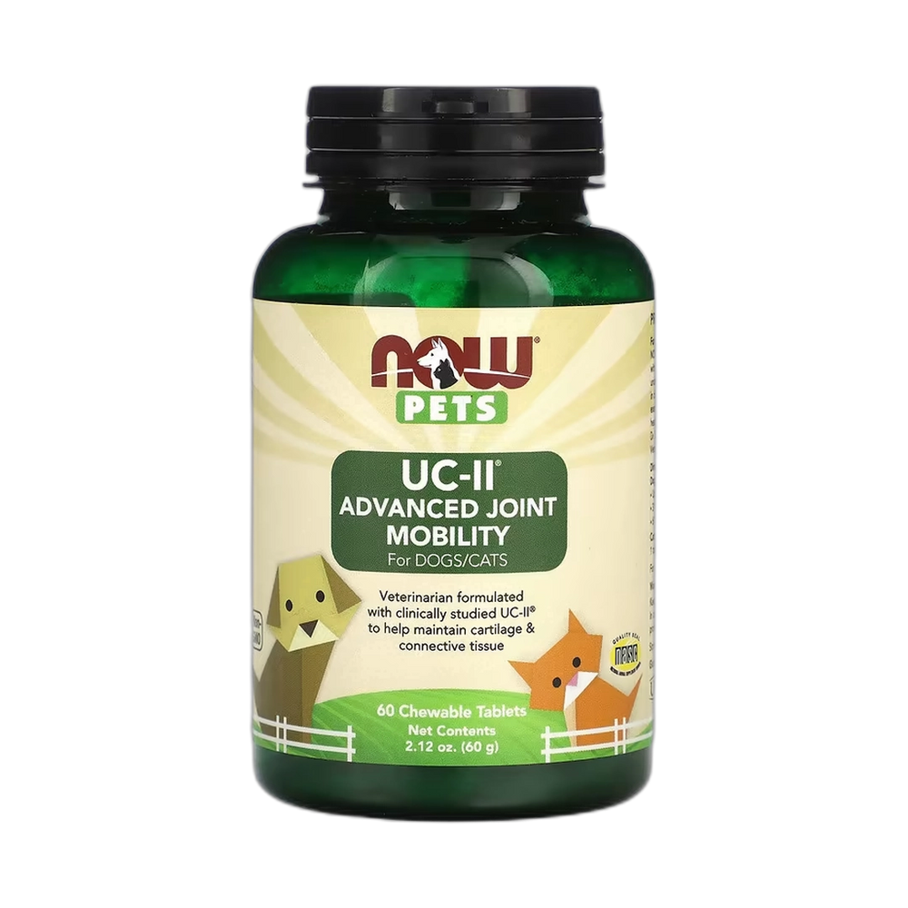 NOW Foods, Pets, UC-II Advanced Joint Mobility for Dogs/Cats, 60 Chewable Tablets, 2.12 oz, 60 g