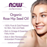 NOW Foods, Solutions, Certified Organic & Pure Rosehip Seed Oil, 1 fl oz, 30 ml