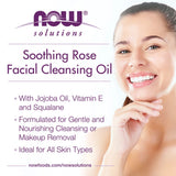 NOW Foods, Solutions, Soothing Rose Facial Cleansing Oil, 4 fl oz, 118 ml