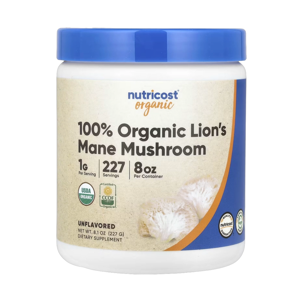 Nutricost, 100% Organic Lion's Mane Mushroom, Unflavored , 8.1 oz, 227 g