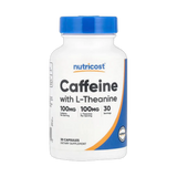 Nutricost, Caffeine + Theanine Capsules, 100 Mg, 30 Capsules