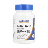 Nutricost, Folic Acid, 1,000 mcg, 30 Capsules