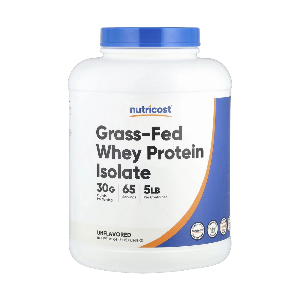 Nutricost, Grass-Fed Whey Protein Isolate, Unflavored, 5 lb, 2,268 g