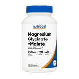 Nutricost, Magnesium Glycinate + Malate, 250mg, 120 Capsules
