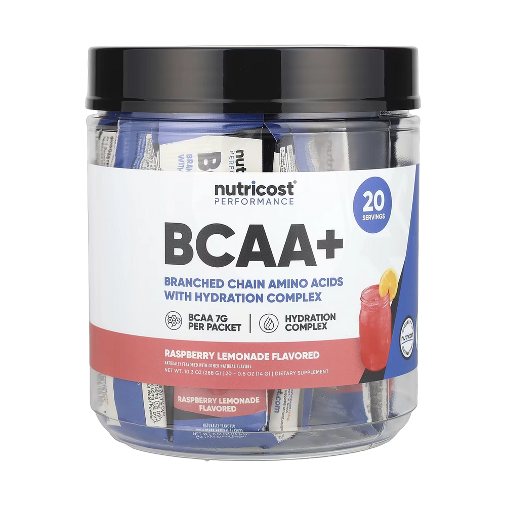 Nutricost, Performance, BCAA+, Raspberry Lemonade, 20 Packets, 0.5 oz (14 g) Each