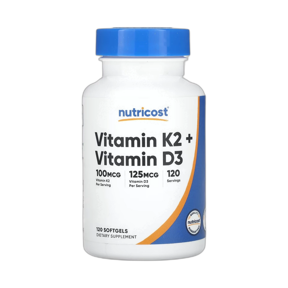 Nutricost, Vitamin K2 + Vitamin D3, 120 Softgels