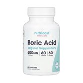 Nutricost, Women, Boric Acid, Vaginal Suppository, 600 mg , 60 Capsules