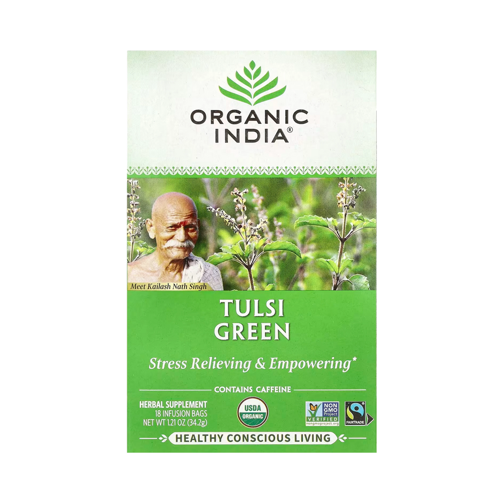 Organic India, Tulsi Tea, Green, 18 Infusion Bags, 1.21 Oz