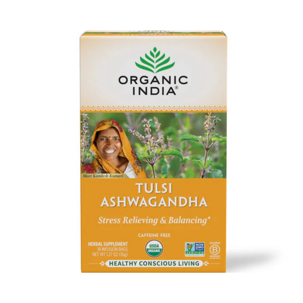 Organic India, Tulsi Tea, Ashwagandha, Caffeine Free, 18 Infusion Bags, 1.27 Oz