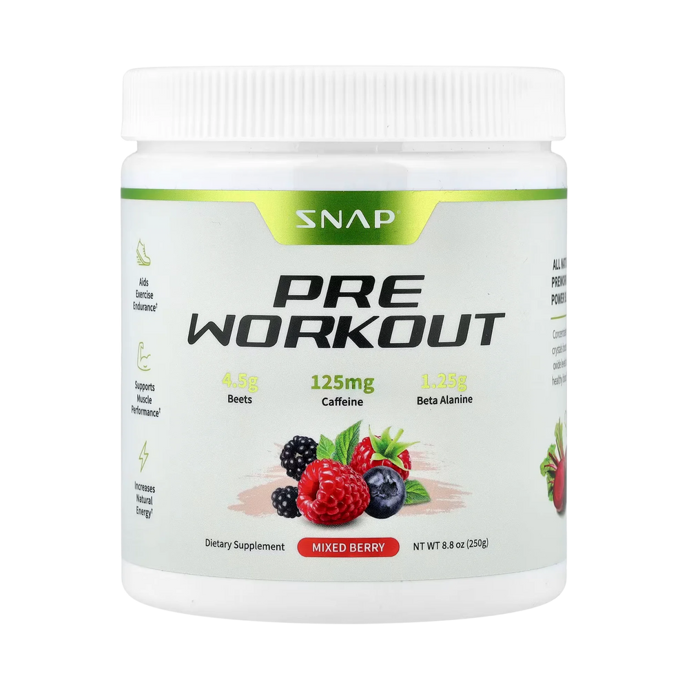 Snap Supplements, Pre Workout, Mixed Berry, 8.8 Oz