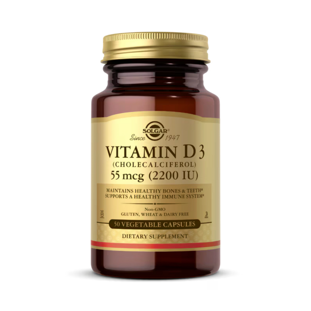 Solgar, Vitamin D3, 55 Mcg (2,200 IU), 50 Vegetable Capsules