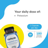 Twinlab, Potassium Caps, 180 Capsules (99 mg per Capsule)