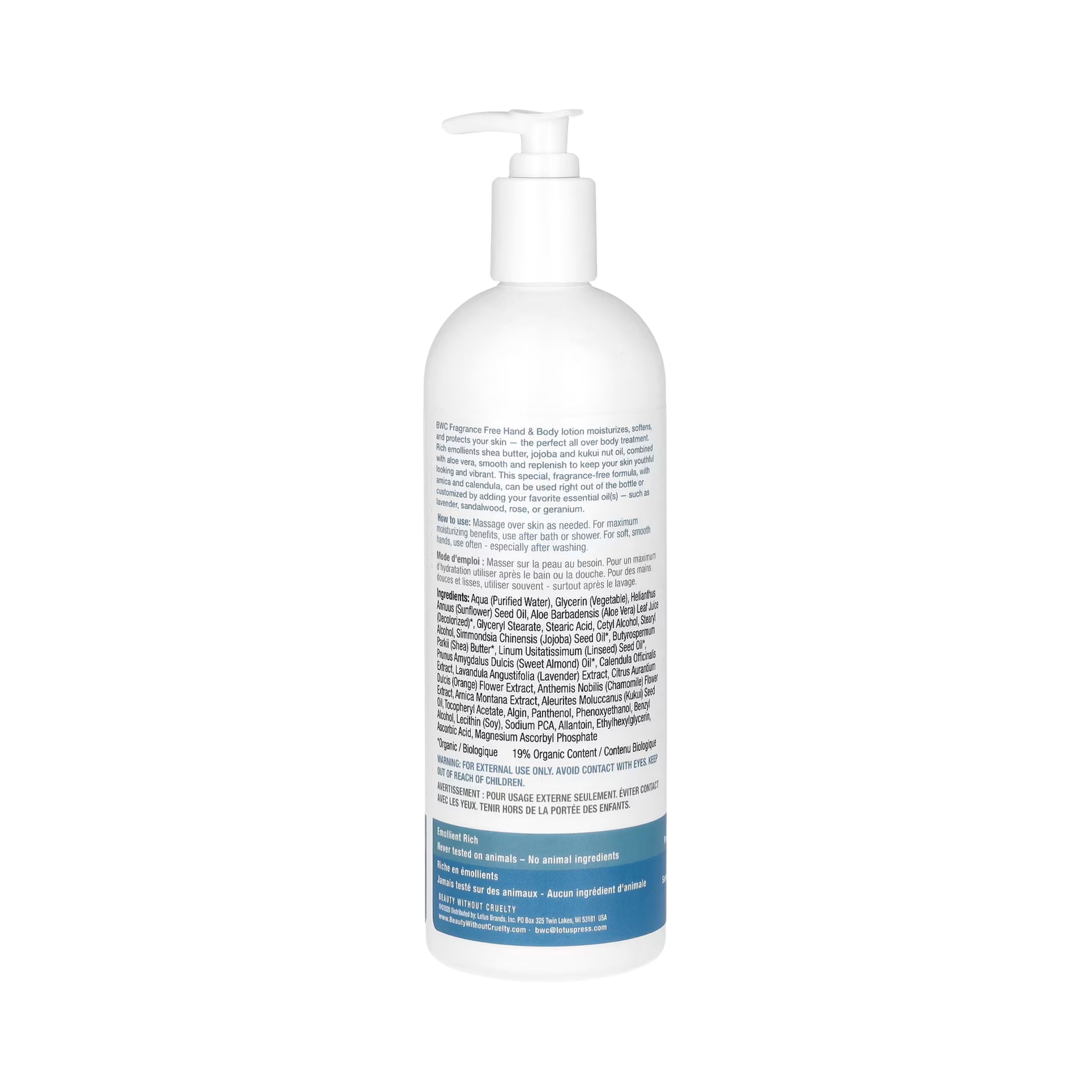 Beauty Without Cruelty, Hand & Body Lotion, Fragrance Free, 16 Fl Oz
