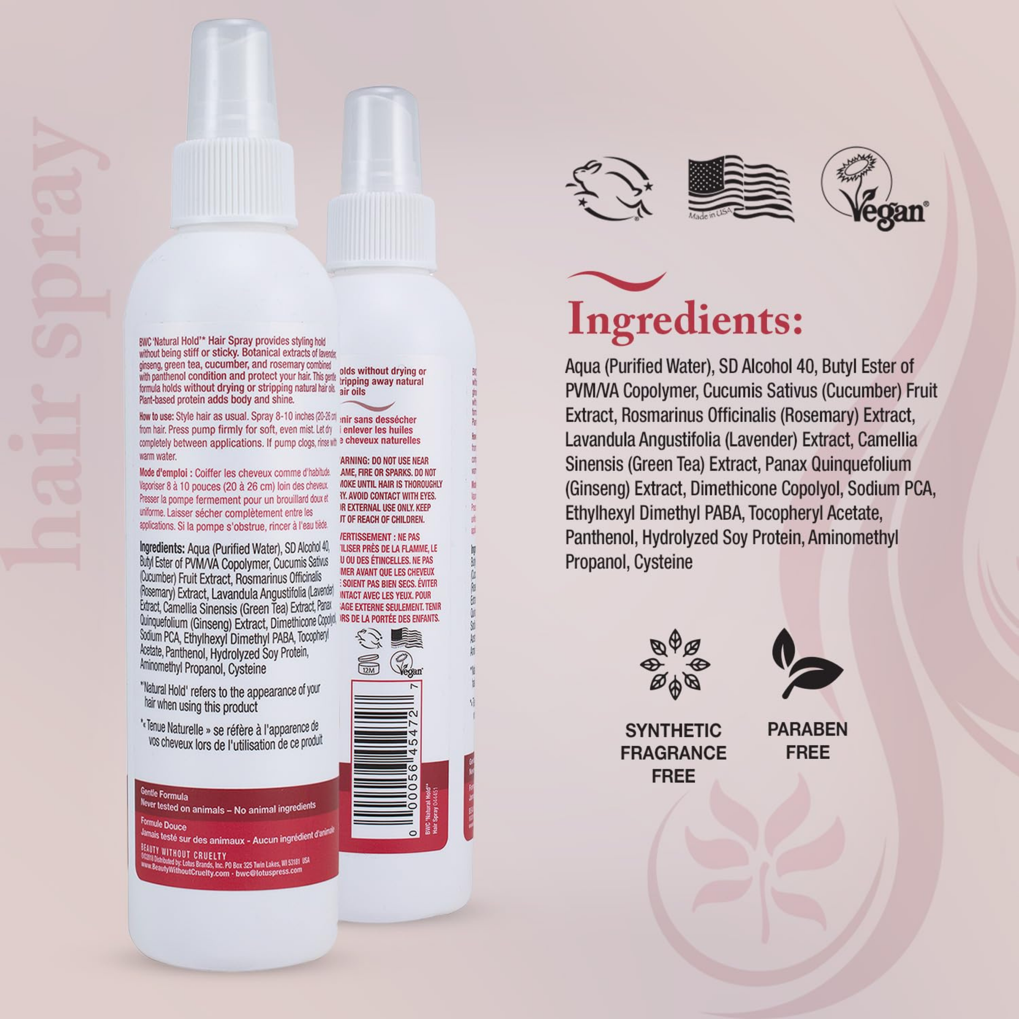 Beauty Without Cruelty, Natural Hold Hair Spray, 8.5 Oz
