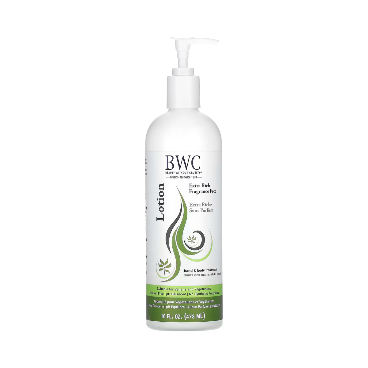 Beauty Without Cruelty, Hand & Body Treatment Lotion, Extra Rich, Fragrance Free, 16 Fl Oz