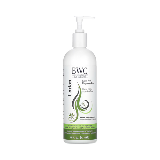 Beauty Without Cruelty, Hand & Body Treatment Lotion, Extra Rich, Fragrance Free, 16 Fl Oz