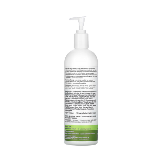Beauty Without Cruelty, Hand & Body Treatment Lotion, Extra Rich, Fragrance Free, 16 Fl Oz